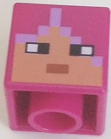 LEGO® los onderdeel Hoofd Aangepast Magenta 19729pb037