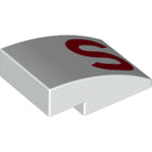 LEGO® los onderdeel Dakpan Gebogen met Motief Wit 24309pb004