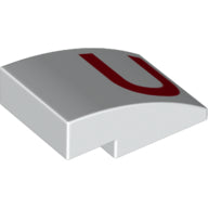 LEGO® los onderdeel Dakpan Gebogen met Motief Wit 24309pb003