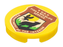 Plaatje in Gallery viewer laden, LEGO® los onderdeel Tegel Rond met Motief Geel 14769pb535