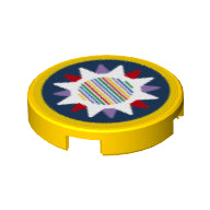 Plaatje in Gallery viewer laden, LEGO® los onderdeel Tegel Rond met Motief Geel 14769pb469