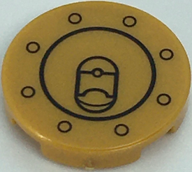 LEGO® onderdeel Tegel Rond met Motief Parel Goud 14769pb478