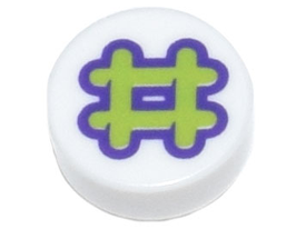 LEGO® los onderdeel Tegel Rond met Motief Wit 98138pb300