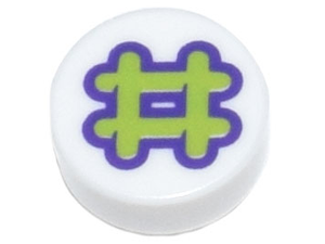LEGO® los onderdeel Tegel Rond met Motief Wit 98138pb300
