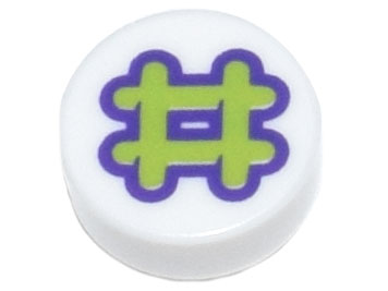 LEGO® los onderdeel Tegel Rond met Motief Wit 98138pb300