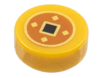 LEGO® onderdeel Tegel Rond met Motief Parel Goud 98138pb267