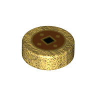 Plaatje in Gallery viewer laden, LEGO® onderdeel Tegel Rond met Motief Parel Goud 98138pb267