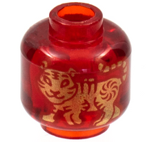 Plaatje in Gallery viewer laden, LEGO® los onderdeel Hoofd Doorzichtig Rood 28621pb0033