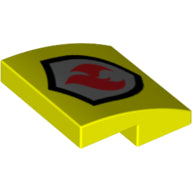LEGO® Dakpan Gebogen met Motief Neon geel 15068pb395