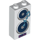LEGO® los onderdeel Steen met Motief in kleur Wit 22886pb13