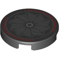 Plaatje in Gallery viewer laden, LEGO® los onderdeel Tegel Rond met Motief Zwart 14769pb517