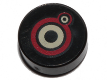 Plaatje in Gallery viewer laden, LEGO® los onderdeel Tegel Rond met Motief Zwart 98138pb297