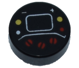 LEGO® los onderdeel Tegel Rond met Motief Zwart 98138pb288