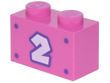 Plaatje in Gallery viewer laden, LEGO® los onderdeel Steen met Motief Donker Roze 3004pb261