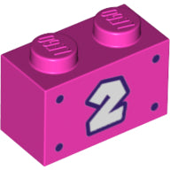 Plaatje in Gallery viewer laden, LEGO® los onderdeel Steen met Motief Donker Roze 3004pb261