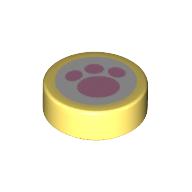 LEGO® Tegel Rond met Motief Helder Lichtgeel 98138pb339
