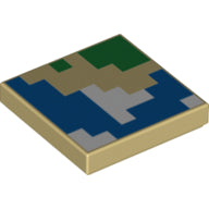 Plaatje in Gallery viewer laden, LEGO® los onderdeel Tegel met Motief Geelbruin 3068bpb1892