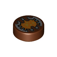 Plaatje in Gallery viewer laden, LEGO® Tegel Rond met Motief Roodachtig Bruin 98138pb289