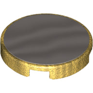 Plaatje in Gallery viewer laden, LEGO® onderdeel Tegel Rond met Motief Parel Goud 14769pb509