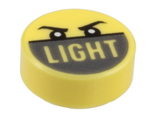 Plaatje in Gallery viewer laden, LEGO® Tegel Rond met Motief Helder Lichtgeel 98138pb357