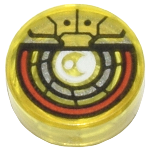 LEGO® Tegel Rond met Motief Doorzichtig Geel 98138pb359