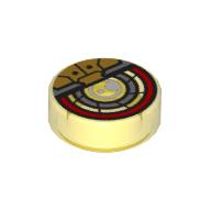 Plaatje in Gallery viewer laden, LEGO® Tegel Rond met Motief Doorzichtig Geel 98138pb359