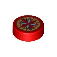 Plaatje in Gallery viewer laden, LEGO® los onderdeel Tegel Rond met Motief Rood 98138pb370