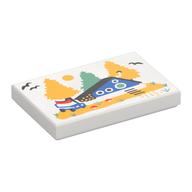 LEGO® los onderdeel Tegel met Motief in kleur Wit 26603pb319