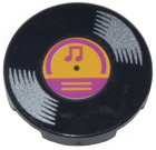 LEGO® los onderdeel Tegel Rond met Motief Zwart 14769pb571