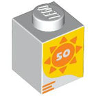 LEGO® los onderdeel Steen met Motief in kleur Wit 3005pb060