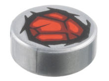 Plaatje in Gallery viewer laden, LEGO® los onderdeel Tegel Rond met Motief Zilver 98138pb391