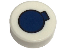 Plaatje in Gallery viewer laden, LEGO® los onderdeel Tegel Rond met Motief Wit 98138pb372