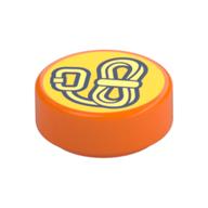 Plaatje in Gallery viewer laden, LEGO® los onderdeel Tegel Rond met Motief Oranje 98138pb427