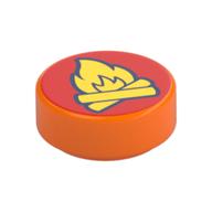 Plaatje in Gallery viewer laden, LEGO® los onderdeel Tegel Rond met Motief Oranje 98138pb413
