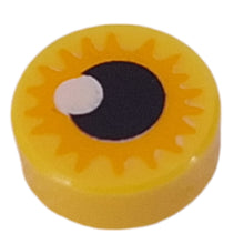 Plaatje in Gallery viewer laden, LEGO® los onderdeel Tegel Rond met Motief Geel 98138pb437