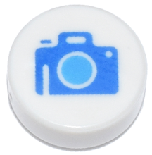 Plaatje in Gallery viewer laden, LEGO® los onderdeel Tegel Rond met Motief Wit 98138pb436