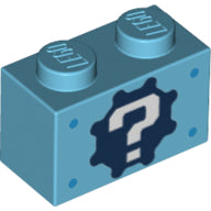 Plaatje in Gallery viewer laden, LEGO® onderdeel Steen met Motief Medium Azuurblauw 3004pb042