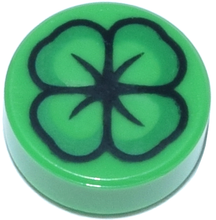 Plaatje in Gallery viewer laden, LEGO® onderdeel Tegel Rond met Motief Fel Groen 98138pb441