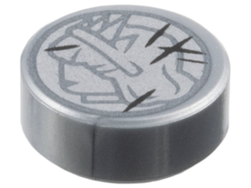 LEGO® los onderdeel Tegel Rond met Motief Zilver 98138pb445