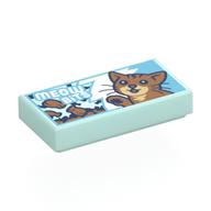 Plaatje in Gallery viewer laden, LEGO® los onderdeel Tegel met Motief Licht Aqua 3069pb1341