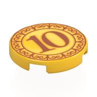 Plaatje in Gallery viewer laden, LEGO® los onderdeel Tegel Rond met Motief Geel 14769pb774
