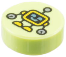 Plaatje in Gallery viewer laden, LEGO® Tegel Rond met Motief Geelachtig Groen 98138pb453