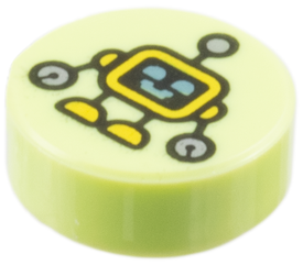 LEGO® Tegel Rond met Motief Geelachtig Groen 98138pb453