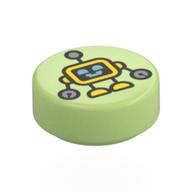LEGO® Tegel Rond met Motief Geelachtig Groen 98138pb453
