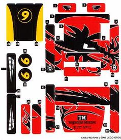 LEGO® stickervel set 8159-1 Racer X & Taejo Togokhan