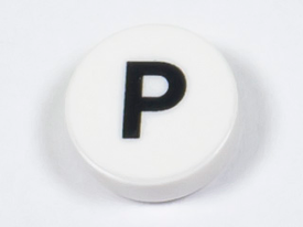 LEGO® los onderdeel Tegel Rond met Motief Wit 98138pb226
