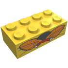 Steen met Motief Brick 2 x 4 met Whiskers and Fangs Pattern in Geel
