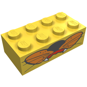 Steen met Motief Brick 2 x 4 met Whiskers and Fangs Pattern in Geel