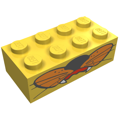 Steen met Motief Brick 2 x 4 met Whiskers and Fangs Pattern in Geel