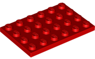 LEGO® los onderdeel Plaat Algemeen in kleur Rood 3032